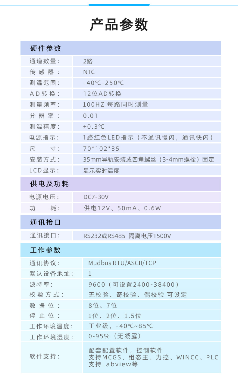 DAM-0200NTC NTC溫度收集模塊産品葠數