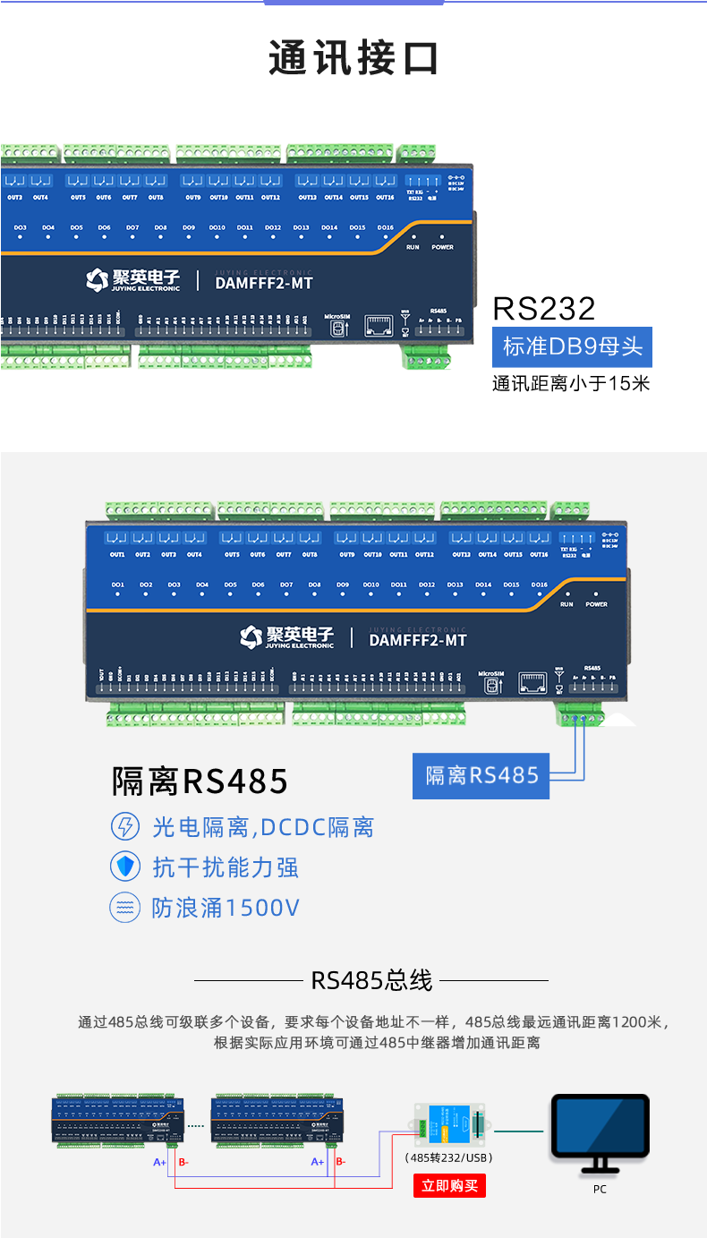 DAM-3200-MT 工業級數採控制器通訊接口