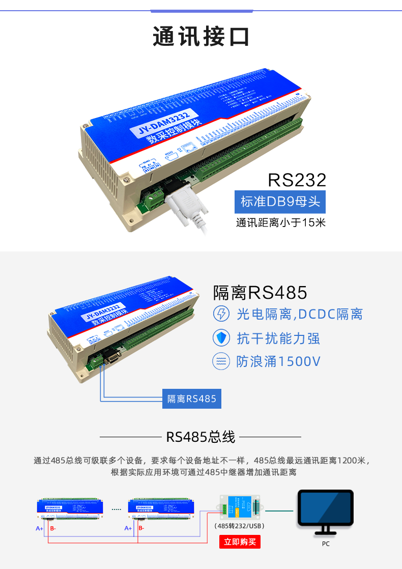 DAM-3232 工業級I/O模塊通訊接口