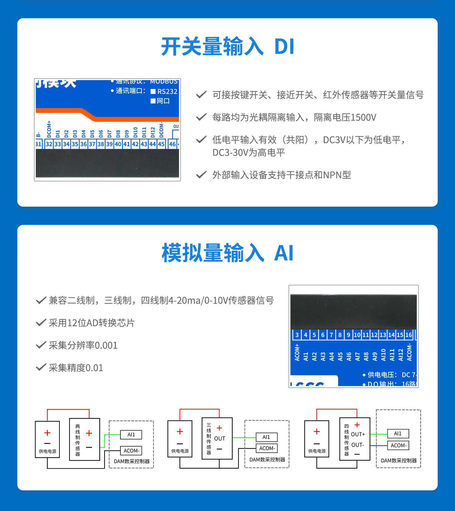 雲平台 DAM-16CC 遠程數採控制器