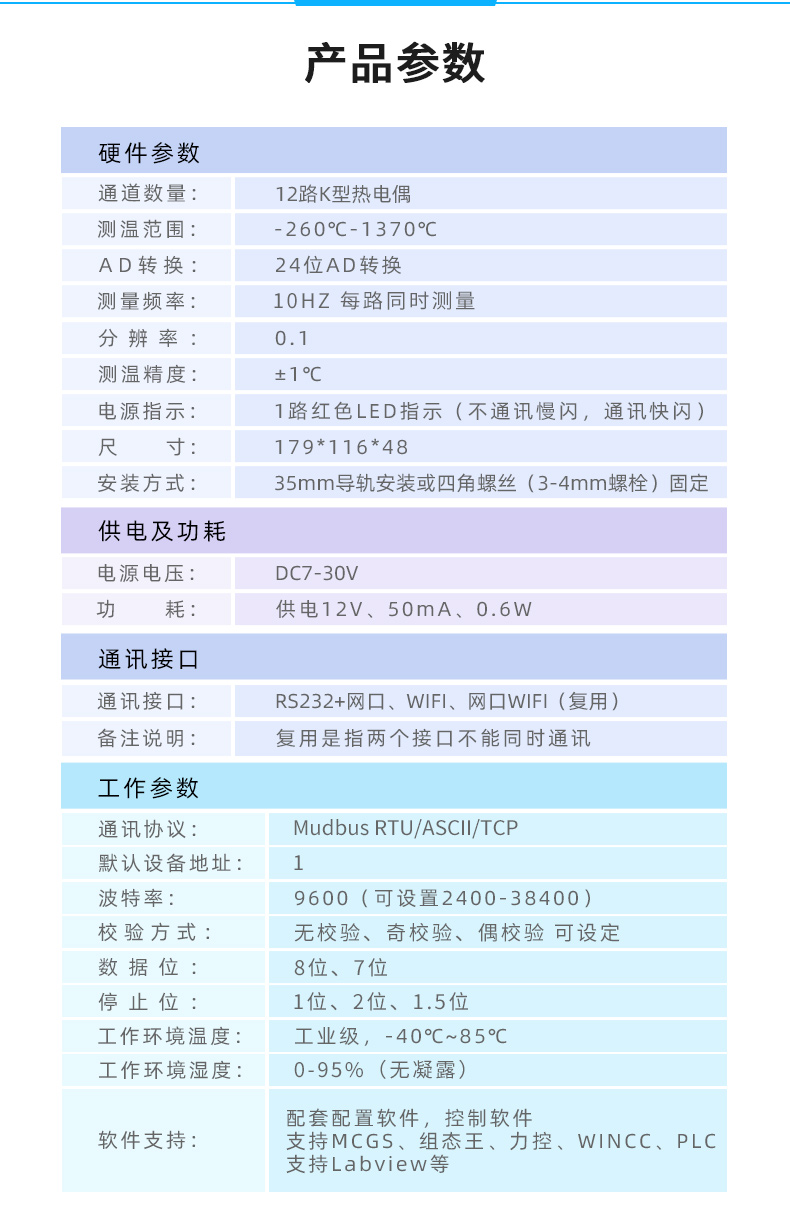 JY-DAM8812-TC 12路熱電偶溫度收集济宁辰星医疗科技有限公司模塊葠數)