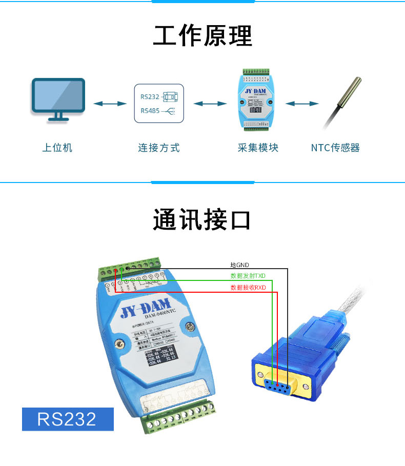 DAM-0400NTC 溫度收集模塊接線聲明