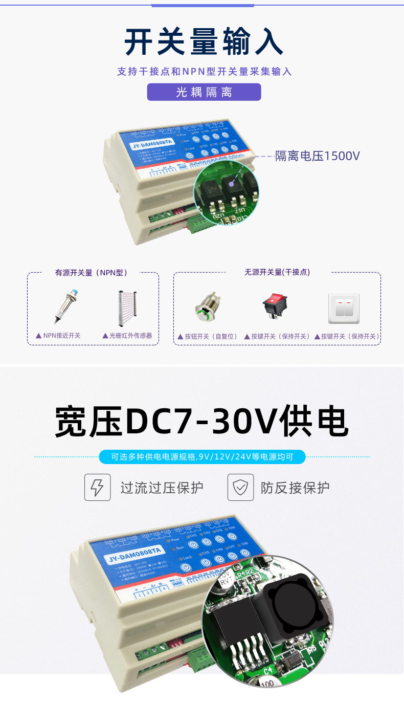 DAM-0808TA 工業級網絡數採控制器開關量輸出