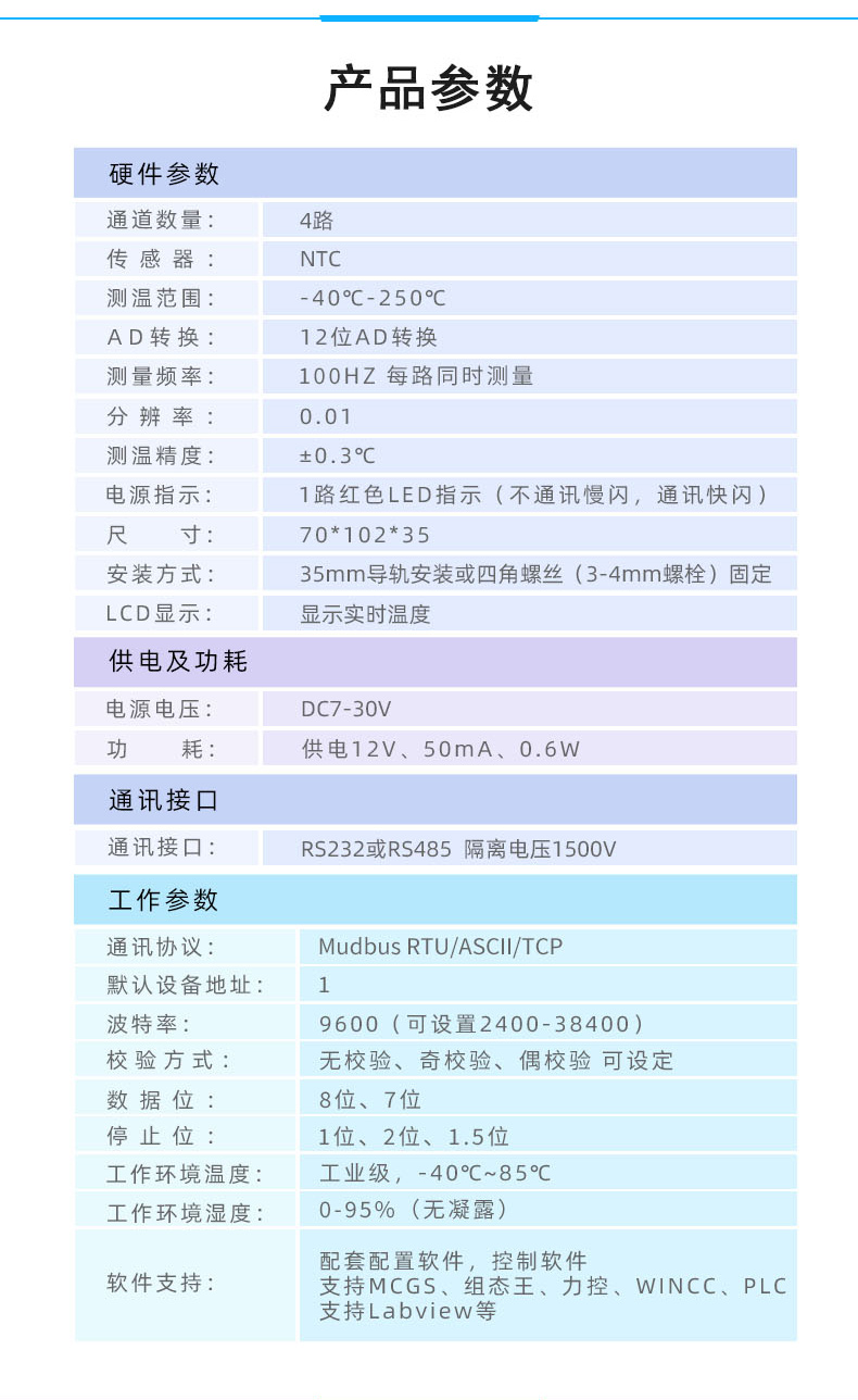 DAM-0400NTC 溫度收集模塊葠數