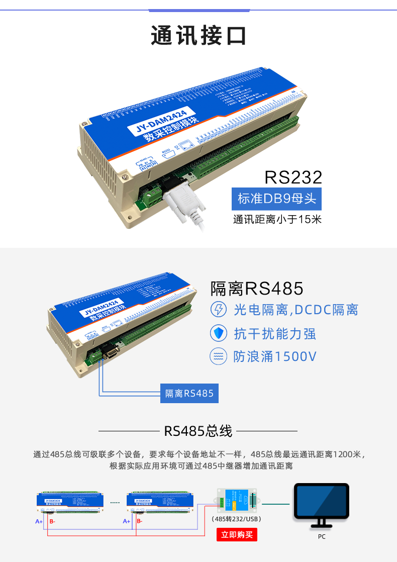 DAM-2424 工業級I/O模塊通訊接口